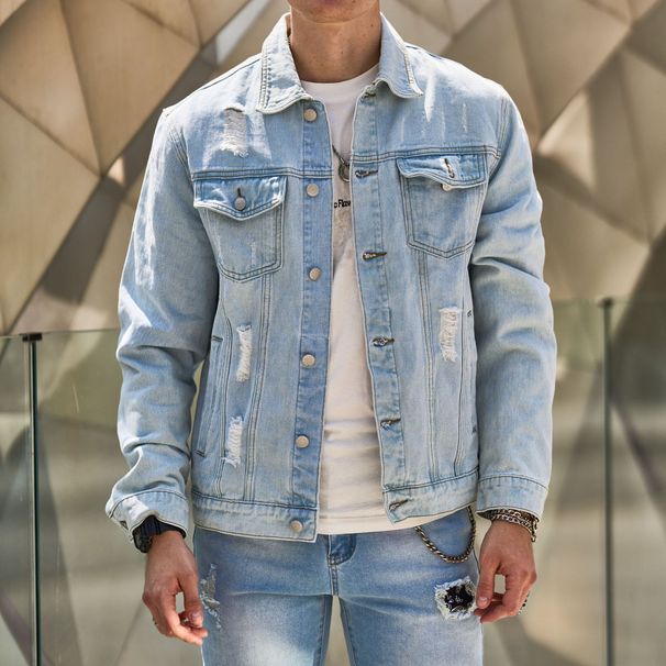 Men's Clothing spring and autumn new street men's denim loose casual coat jacket_mkmklike.com