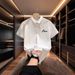 Men's Midweight Cotton Breathable Shirt Summer Short Sleeve T-Shirt White Casual Wear With Collar Print Machine Washable_mkmklike.com