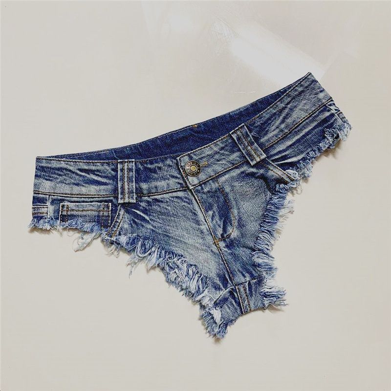 Trendy Girl Closet Denim Skinny Slimming Women's Nightclub Pole Dance Private Photo Low Waist Ultra Short European And American Sexy Hot_mkmklike.com