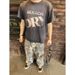 From The Street Gray And White Camouflage Loose Baggy Silhouette Piled Casual Denim Trousers Worn Pilling Overalls_mkmklike.com