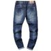 Men's Clothing Men's Ripped Embroidery Slim Fit Stretch Small Straight Jeans Men's Paint Strip Paint Patch Trousers_mkmklike.com