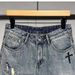 Men's Casual Embroidered Patch Denim Shorts - Relaxed Fit Straight Leg Mid-Length Summer Hip-Hop Style_mkmklike.com