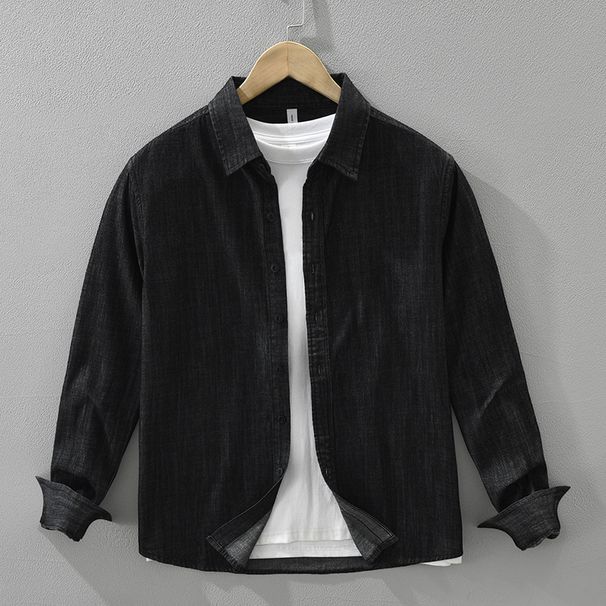 Retro Denim Long Sleeved Shirt For Men, Fashionable And Versatile, Artistic And Casual Loose Top_mkmklike.com