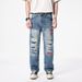 Men's Clothing Fashion Brand Jeans Men's Loose Straight Slightly Tapered High Street Hole Patch High End Autumn Spring And Autumn Style *** Pants Men_mkmklike.com
