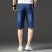 Summer Lyocell Tencel Thin Jeans Men's 5-point Straight Slim-fit Elastic Middle Pants Men's Fattened Plus Size Shorts_mkmklike.com