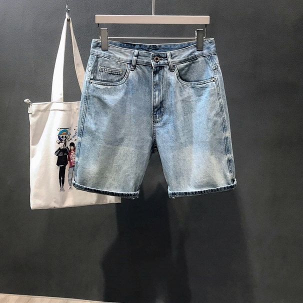 Men's Clothing Vintage Denim Shorts – Relaxed Fit, Elastic Waist, Straight Leg, Retro Washed, Plus Size (M-4XL) – Light Blue & Classic Blue_mkmklike.com