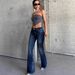 Vintage-Inspired Flare Jeans For Women – Stretchy Bootcut Denim Pants With Distressed Wash (XS-XL, Cotton-Polyester Blend, Y2K Retro Style)_mkmklike.com