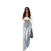 Women's Clothing Distressed High-Waisted Wide-Leg Jeans For Women – Vintage Straight-Leg Denim Pants With Raw Hem, Comfortable & Stylish Casual Wear_mkmklike.com