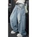 Men's Clothing Men's Trendy And Versatile Wide Leg Jeans Spring Retro Patchwork Ripped And Distressed Loose Fit_mkmklike.com