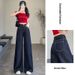 Tencel Denim Blue Wide-Leg Jeans For Women, Summer Thin High-Waisted Slimming Loose Drapey Floor-Length Straight Pants_mkmklike.com