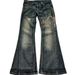 Y2K Punk Streetwear Jeans For Women - Distressed Embroidered Flared Pants With Gothic Style, Low-Rise & Vintage Design_mkmklike.com