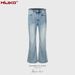 Men's Clothing Urban Washed Trousers Distressed Micro Flared Blue Jeans_mkmklike.com