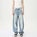 Men's Clothing New Korean Version Of Cat Whisker Old White Wide Leg Curved Knife Versatile Washed Jeans_mkmklike.com