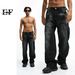 EF JEANS | 2023 Autumn And Winter New Retro Washed Drape Loose Jeans Men's Black Straight Wide-leg Pants_mkmklike.com