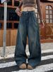 Designer Women's High Waist Straight Leg Jeans Plus Size Slimming Spring/Autumn Loose Fit Pear Shaped Figure Denim_mkmklike.com