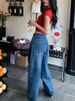 K Versatile Slimming Fashion Pioneer, Light Deconstruction, Split Cutting, Loose Curved Cocoon Shaped Jeans, Women's Banana Pants_mkmklike.com