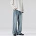 LKTM Men's Light Blue Washed Whiskered Jeans Spring Summer Trendy Versatile Loose Straight Leg Trousers Unisex Archer0603 Apparel_mkmklike.com