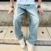 Men’s Retro Wide Leg Jeans – High Street Loose Fit Denim Pants, Classic Blue & Vintage Wash, Comfortable Cotton Fabric_mkmklike.com