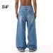 EF Denim | New Product, Blue Hong Kong Style Retro Trend Straight Loose Casual Pants Jeans For Men And Women_mkmklike.com