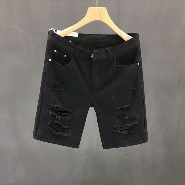Men's Clothing Unisex High Quality Denim Shorts Retro Washed Distressed Ripped Straight Leg Loose Fit Five Point Pants_mkmklike.com