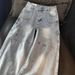 Men’s Clothing Large Size Washed Letter Print Straight Jeans New Style Niche Loose Design Drape Casual Trousers_mkmklike.com
