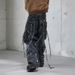 Trendy Men's Relaxed Fit Straight Leg Jeans - Dark Blue Washed With Faux Ripped & Graffiti Details_mkmklike.com