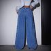 Women's Printed Flared Jeans - High-Waisted Vintage Denim Pants With Butterfly Embroidery (Light Blue/Dark Blue, XS-XXL)_mkmklike.com