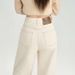 In-stock Three-needle Beige Spring-autumn High-waisted Straight Narrow-fit Women's Jeans With A Wide-leg Drape Effect,_mkmklike.com
