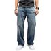 Men's Premium Vintage Washed Distressed Jeans – Relaxed Straight-Leg Denim Pants With Artful Rips & Fading (Retro Blue)_mkmklike.com
