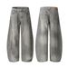Men's Clothing New American High Street Retro Inkjet Wash Scimitar Jeans Vibe Wide Leg Trousers_mkmklike.com
