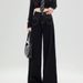 High Waist Fleece-Lined Black Thickened Straight-Leg Jeans For Women, Autumn Winter 2025 New Loose Draped Wide-Leg_mkmklike.com