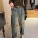 Ripped Straight-leg Jeans For Women, Spring And Autumn, High-waisted, Plus-size, Loose, Slimming, Harem Pants, Versatile_mkmklike.com