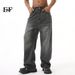 JEANS | 2024 Summer New Product, Thin Tencel American Black And Gray Straight Loose Jeans, Simple And Versatile_mkmklike.com