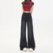 Black And Gray Wide-leg Jeans For Women, 2025 Winter New Style, High-waisted, Loose Fit, Pear-shaped, Slimming,_mkmklike.com