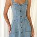 Women's Clothing New Denim Mid Length Dress Backless Sling High Waist Long Skirt Temperament Commuting_mkmklike.com