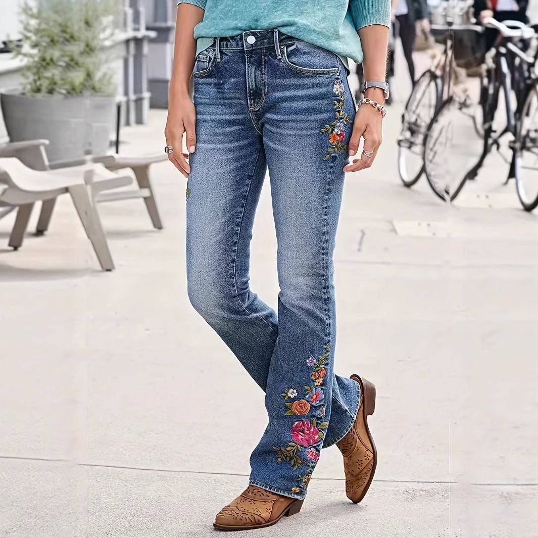 2026 European And American Women's Fashion Embroidered Fashionable Personality Low Waist High Elasticity Ins Trend Slim Fit_mkmklike.com