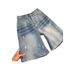Men's American Retro Distressed Washed Ripped Denim Shorts Trendy Loose Straight Leg Five Point Casual Mid-Length Pants_mkmklike.com