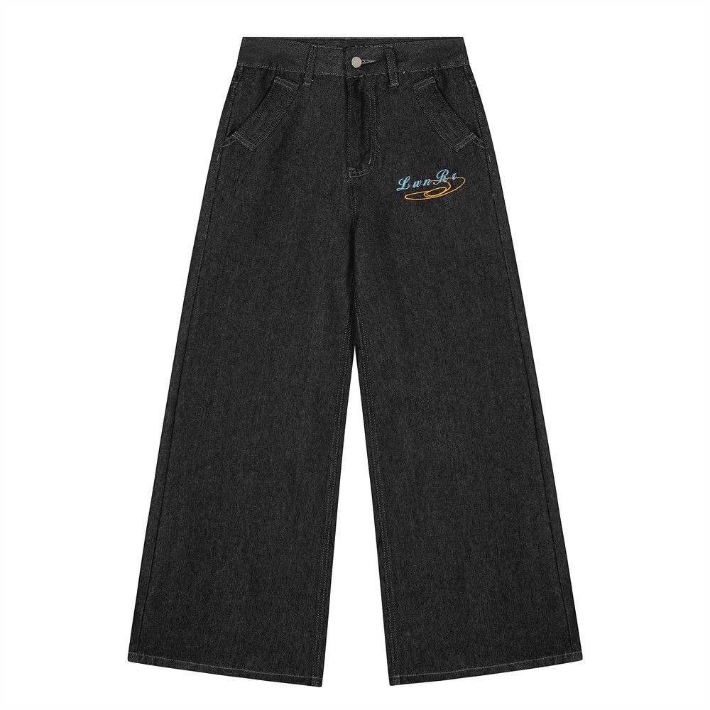 Galaxy Star Embroidered Jeans For Men Loose High Street Trendy Brand Ins Niche Design Straight Long Pants_mkmklike.com