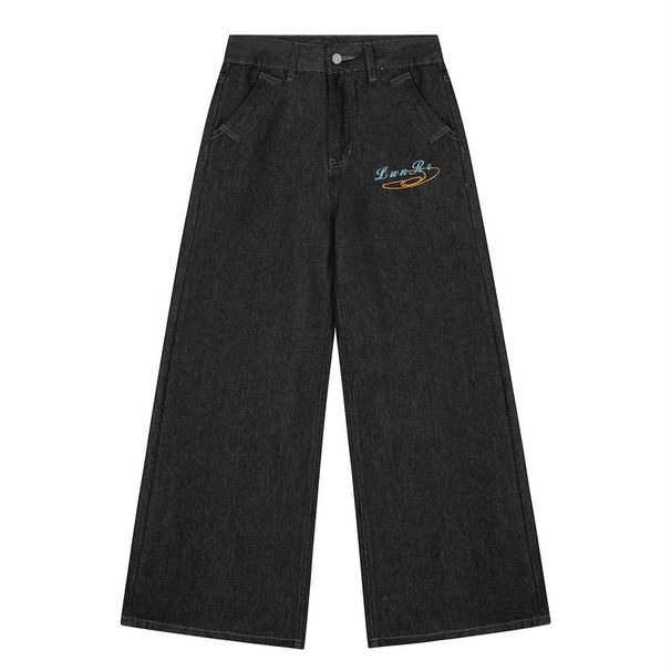 Galaxy Star Embroidered Jeans For Men Loose High Street Trendy Brand Ins Niche Design Straight Long Pants_mkmklike.com