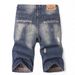 Men's Clothing Slim Fit Denim Shorts Mid-Length Summer Ripped Straight Leg Distressed Casual Pants_mkmklike.com