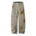 Men's Distressed Patchwork Denim Pants – Post-Apocalyptic Wide-Leg Jeans (High Waist, Button Fly, Lightweight)_mkmklike.com