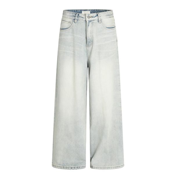 Vintage Washed Jeans American Style Loose Wide-Leg Dad Pants Men's Versatile Straight-Leg Trousers_mkmklike.com