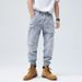 Men's Clothing Trendy Japanese Loose Harem Trousers Spring And Summer Style Slightly Tapered Hole Patch Casual Versatile Trendy Jeans For Men_mkmklike.com