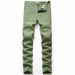 Suitable For All Seasons Men's Military Green Men Plus Size Straight Jeans_mkmklike.com