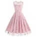 Women's Clothing new round neck sleeveless retro mesh embroidery 50S retro dress _mkmklike.com