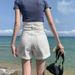 Women's Super High-Waisted Denim Shorts Straight Leg Double Buckle Loose Fit Rolled Hem Wide Leg Hot Pants Trendy Summer Style_mkmklike.com
