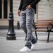 Men's High-Street Patchwork Denim Jeans Raw Hem Straight Leg Casual Urban Style Classic Wash S-XXXL_mkmklike.com
