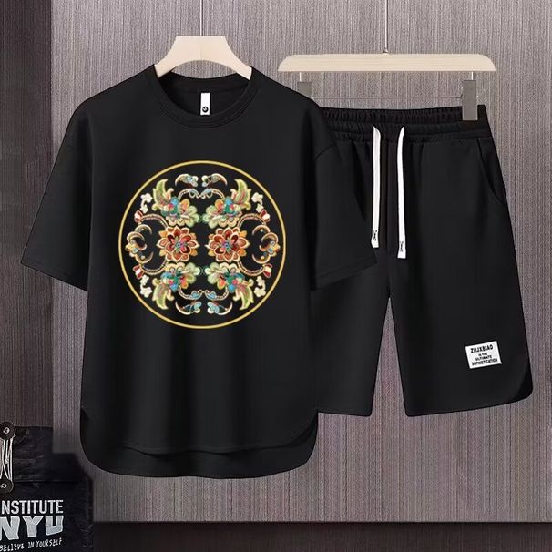 Men's Clothing 2024 Waffle Casual Summer Suit Men's Loose Teen Short sleeved T shirt Shorts Handsome Two piece Suit_mkmklike.com