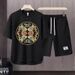 Men's Clothing 2024 Waffle Casual Summer Suit Men's Loose Teen Short sleeved T shirt Shorts Handsome Two piece Suit_mkmklike.com