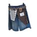 Vintage Lace Plaid Stitching Denim Shorts Women's Summer High Waist Five-point Wide Legs_mkmklike.com